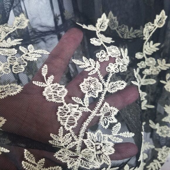 Gypsies Junkies Semi Sheer Floral Embroidery Skirt - Picture 5 of 8